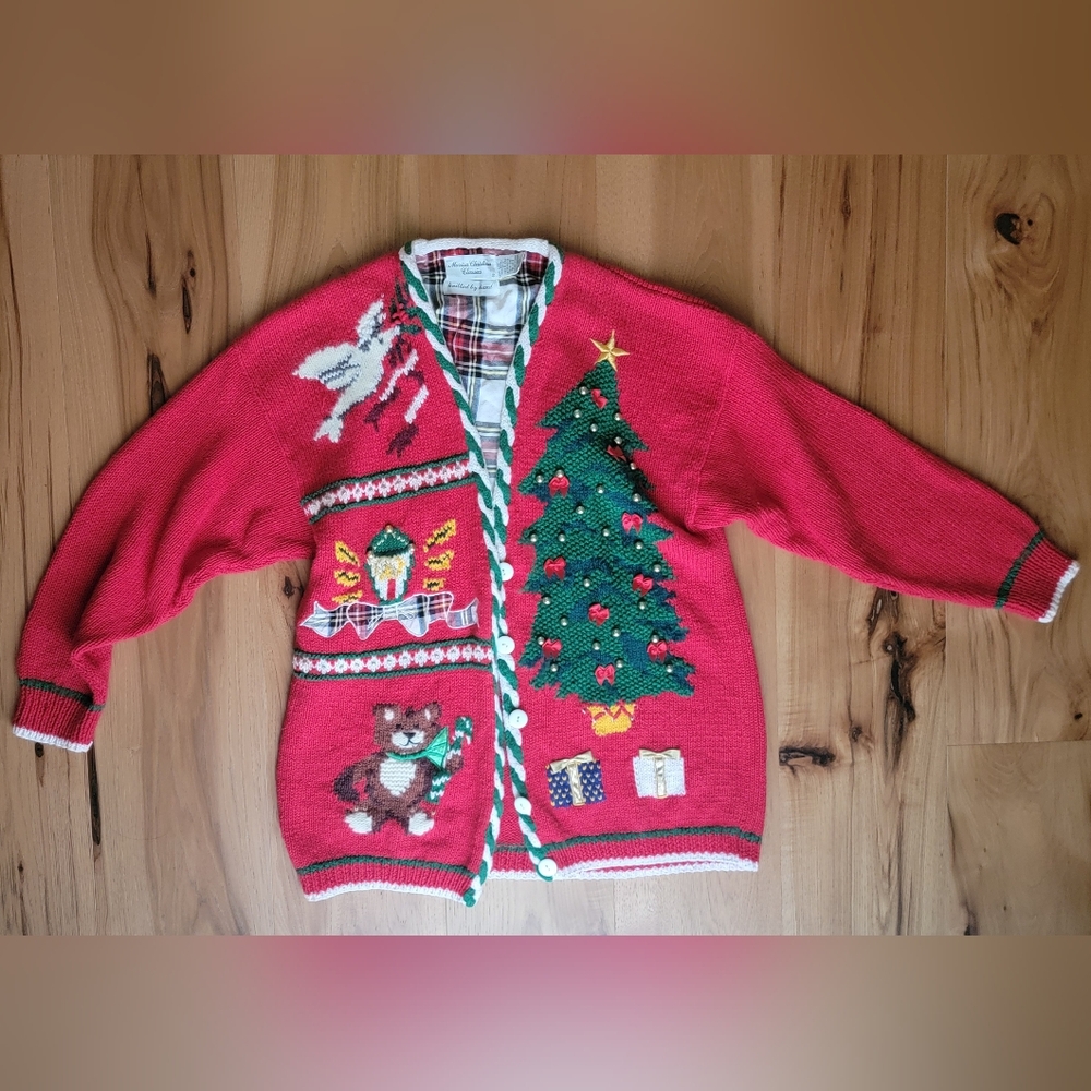 VTG Marisa Christina Classics Knit Christmas Sweater Cardigan